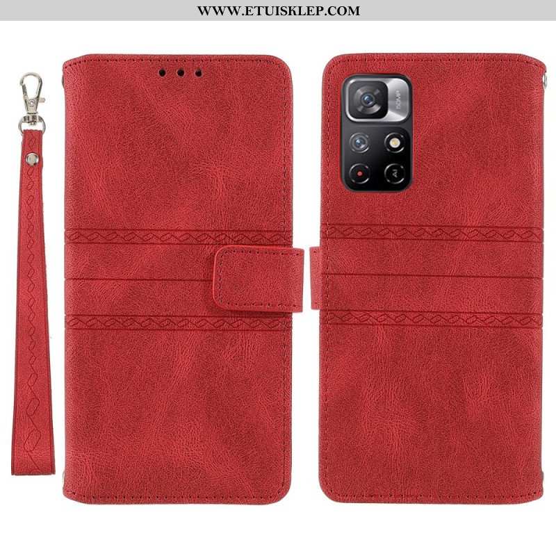 Etui Folio do Poco M4 Pro 5G Koronkowe Szwy